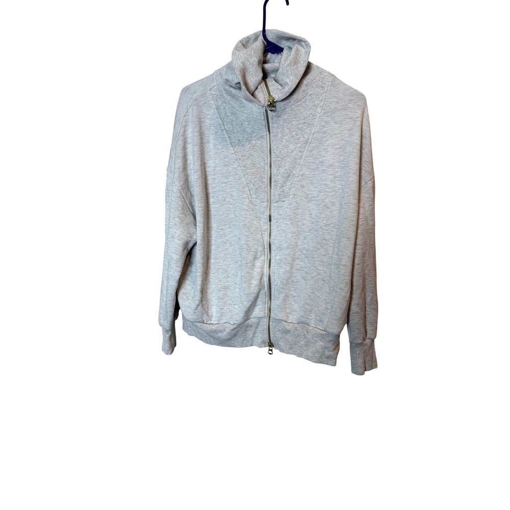 Varley Halley Zip Through Sweatshirt Womens‎ Medium Light Gray Beige DoubleSoft
